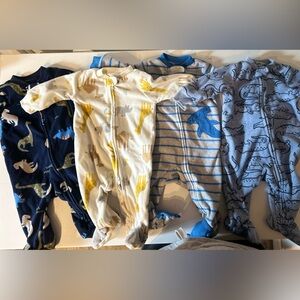 6 Piece Pajamas Set - Blue, Yellow, and Gray- 0-3 months